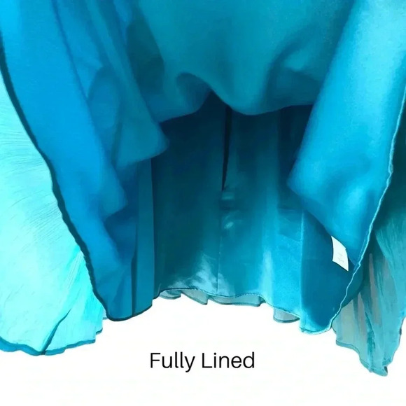 NWT | J CREW ZADIE PURE SILK TIERED RUFFLE DRESS BLUE | SIZE: 2 PETITE - Picture 4 of 9